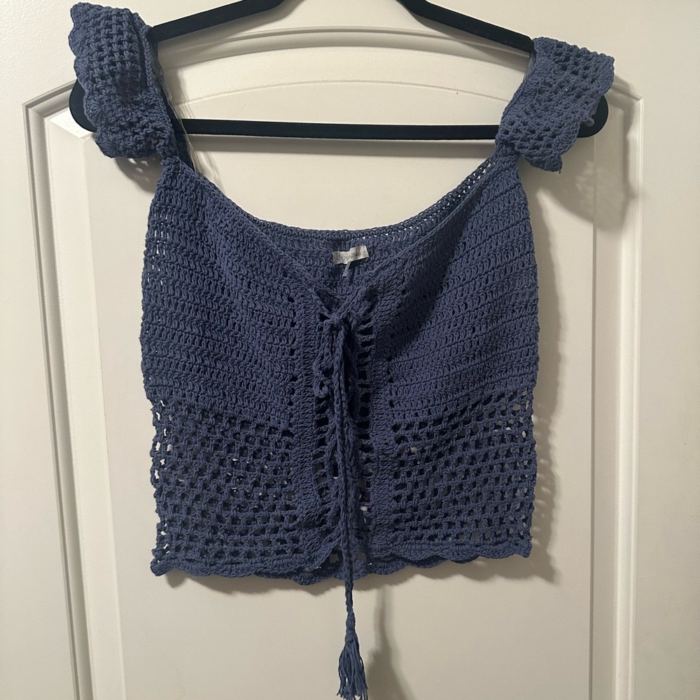 NWOT Blue Crochet Women Top